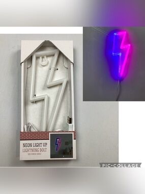Neon USB Power Light Up Lightning Bolt Sign NEW in box